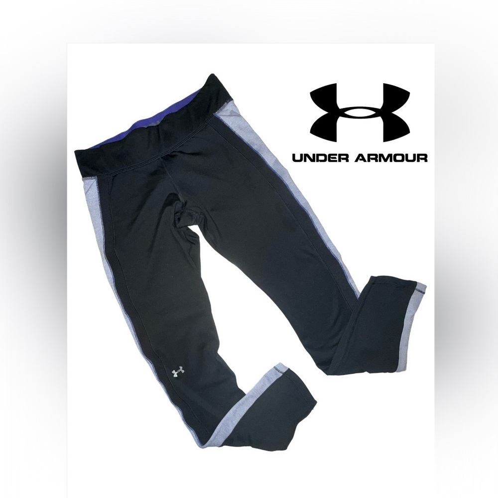Under Armour Women’s ColdGear Compression Leggings Black Purple Gray Size Medium